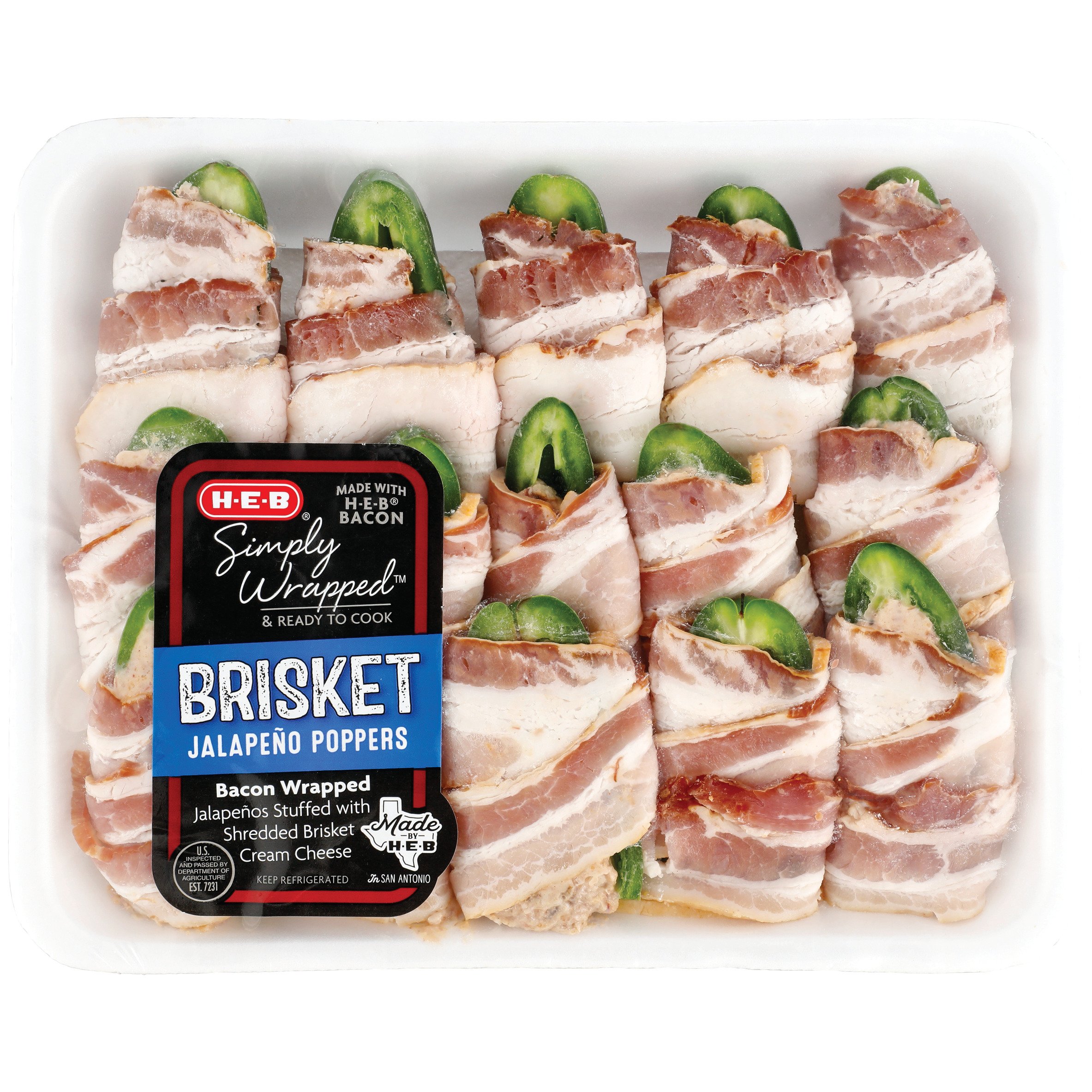 H-E-B Bacon Wrapped Stuffed Jalapeno Poppers With Brisket And Cream ...