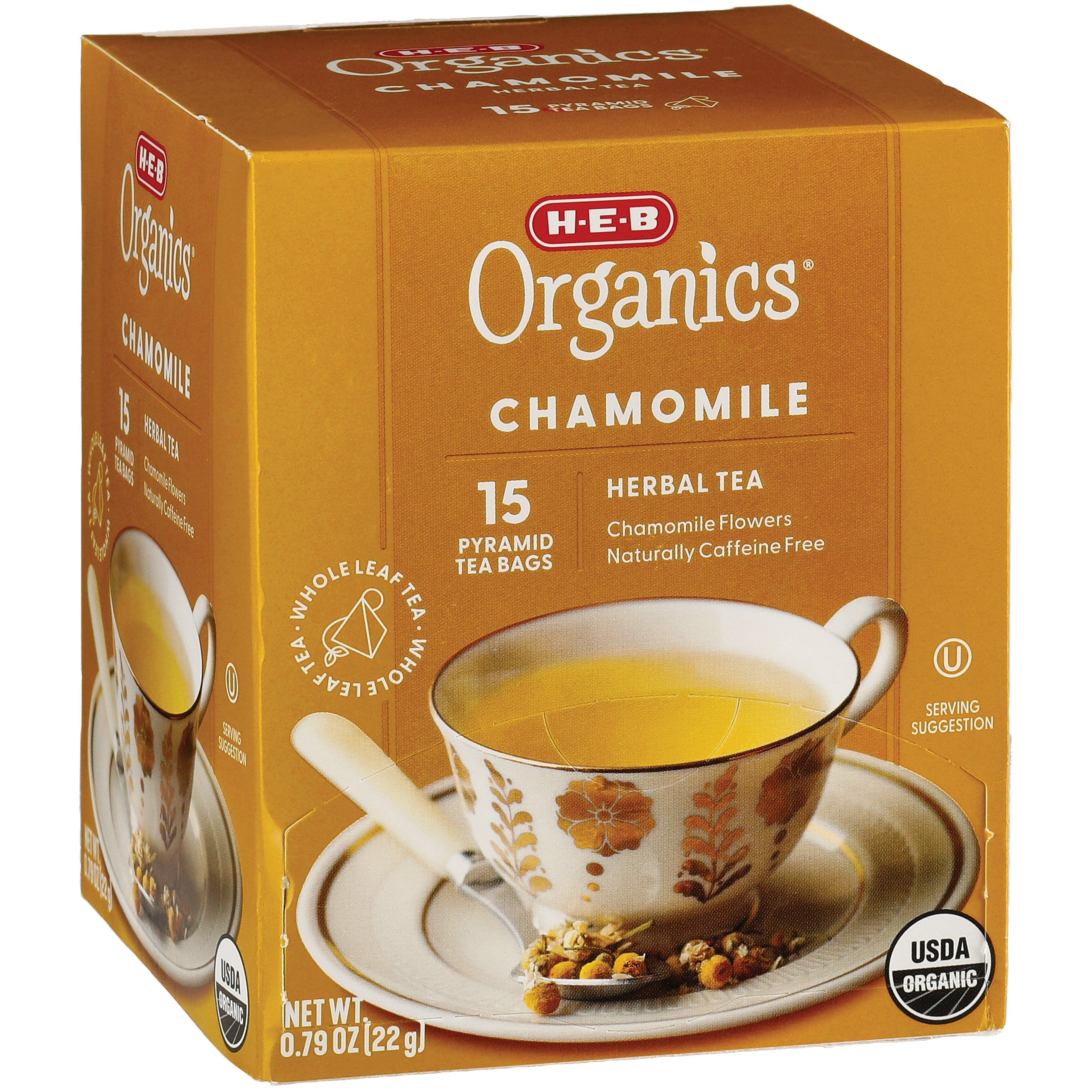 H-E-B Organics Chamomile Pyramid Herbal Tea Bags, 15 ct