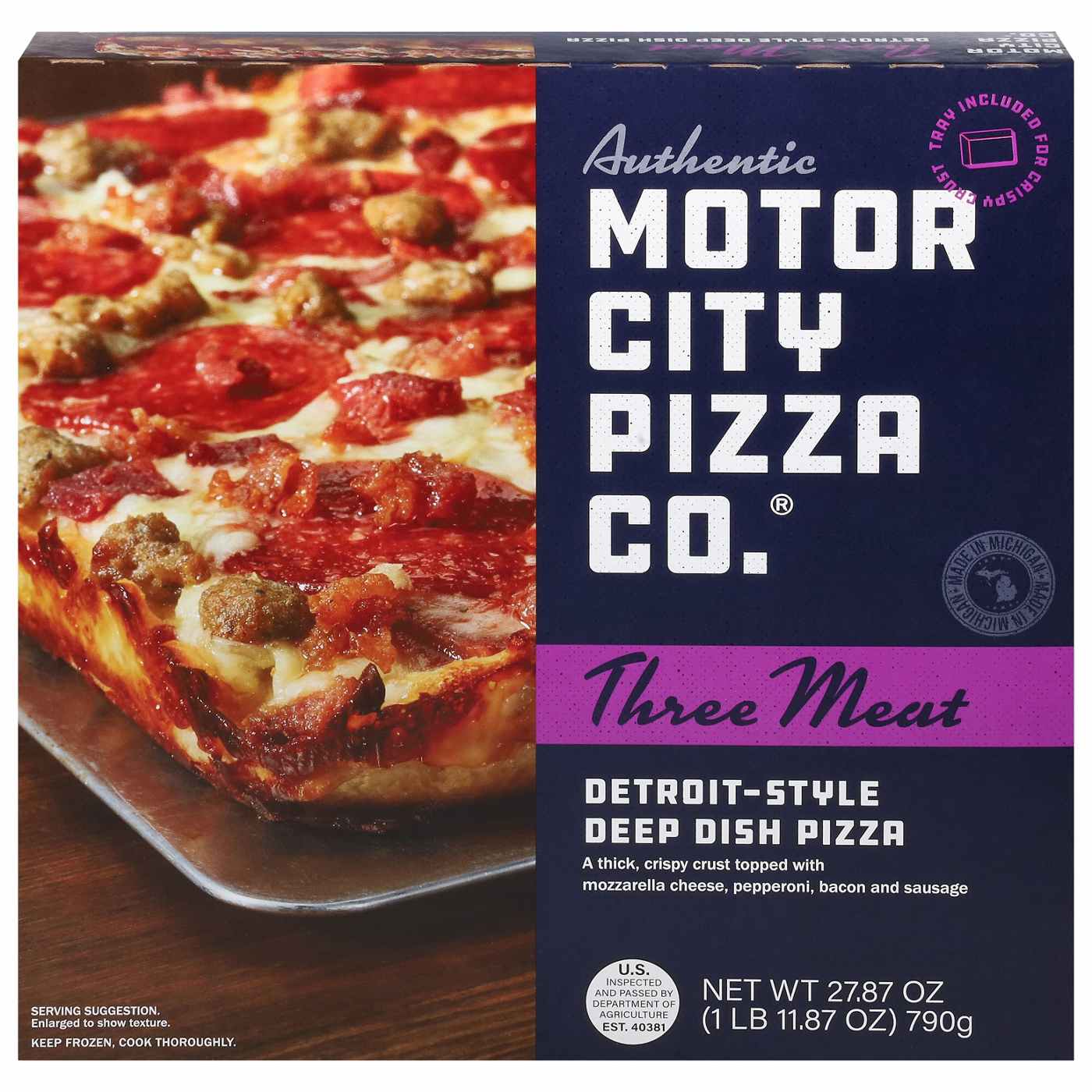 Authentic Motor City Pizza Co. Detroit-Style Deep Dish Frozen Pizza - Three Meat; image 1 of 2