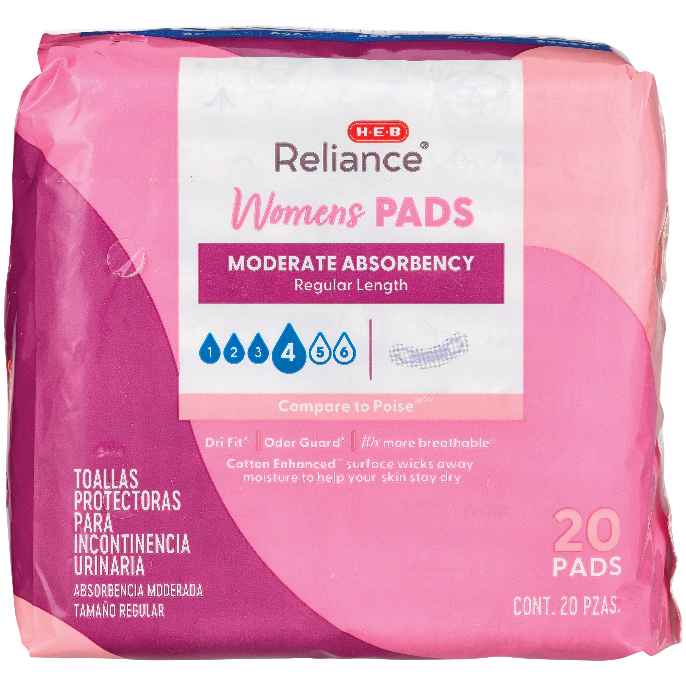 HEB Reliance Moderate Absorbency Regular Length Pads Shop