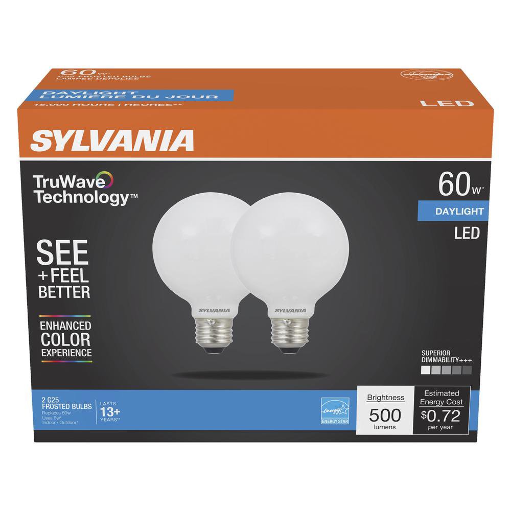 Sylvania TruWave G25 60Watt Frosted LED Light Bulbs Daylight Shop