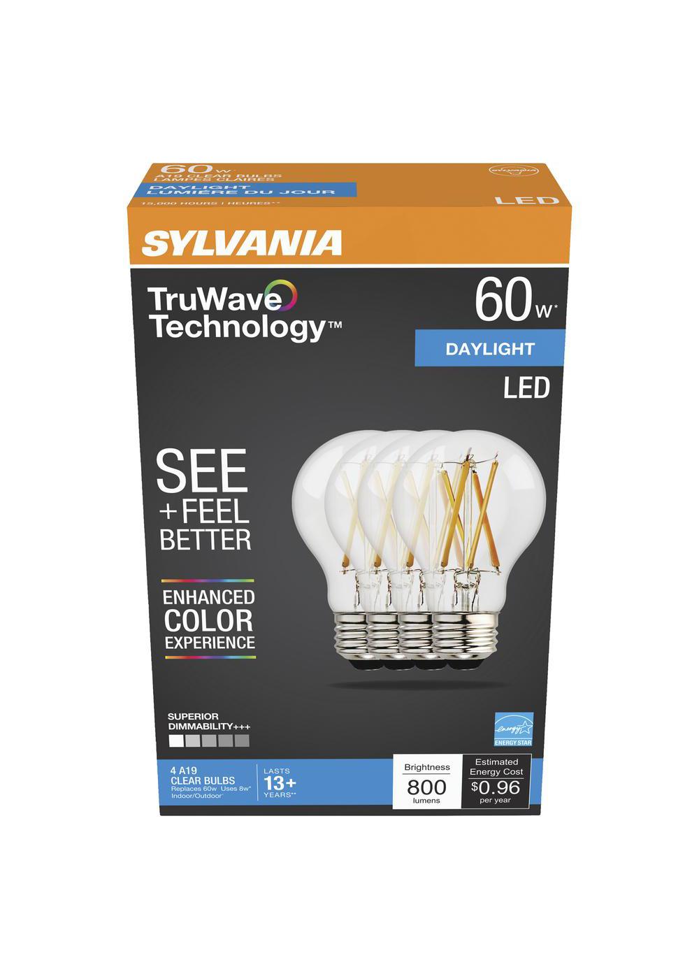 Sylvania TruWave A19 60-Watt Clear LED Light Bulbs - Daylight; image 1 of 2