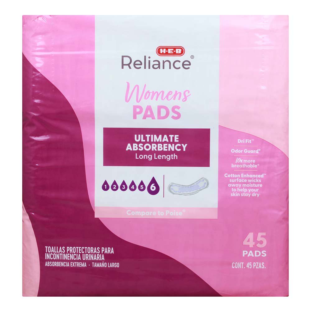 HEB Reliance Ultimate Absorbency Long Length Pads Shop Incontinence
