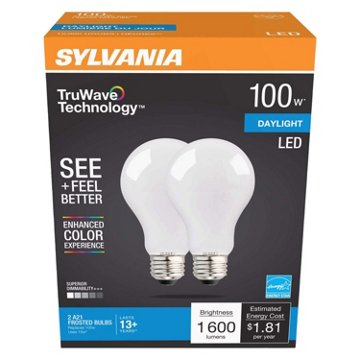 Sylvania TruWave A21 100-Watt Frosted LED Light Bulbs - Daylight, 2 pk