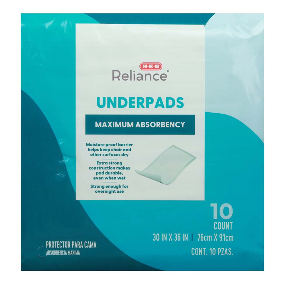 H-E-B Reliance Maximum Absorbency Underpads - Shop Incontinence At H-E-B