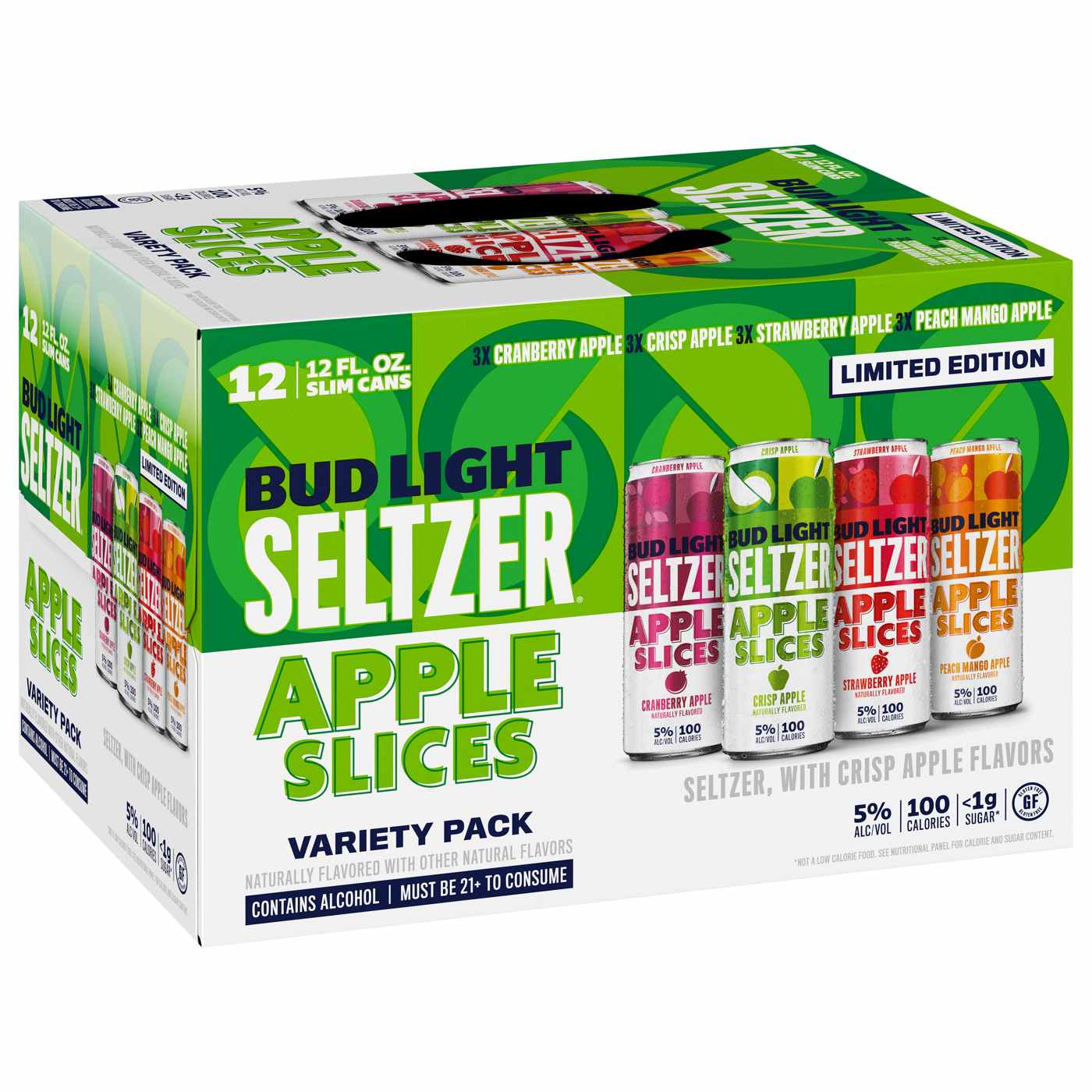 Bud Light Hard Seltzer Apple Slices Variety Pack 12 pk Cans; image 1 of 2