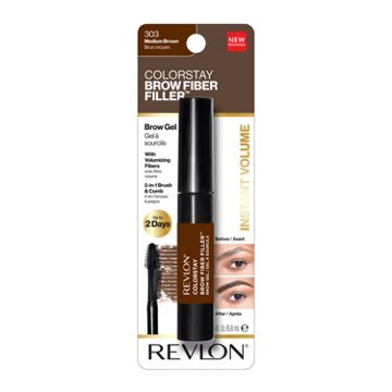 Revlon ColorStay Brow Fiber Filler Brow Gel, 303 Medium Brown