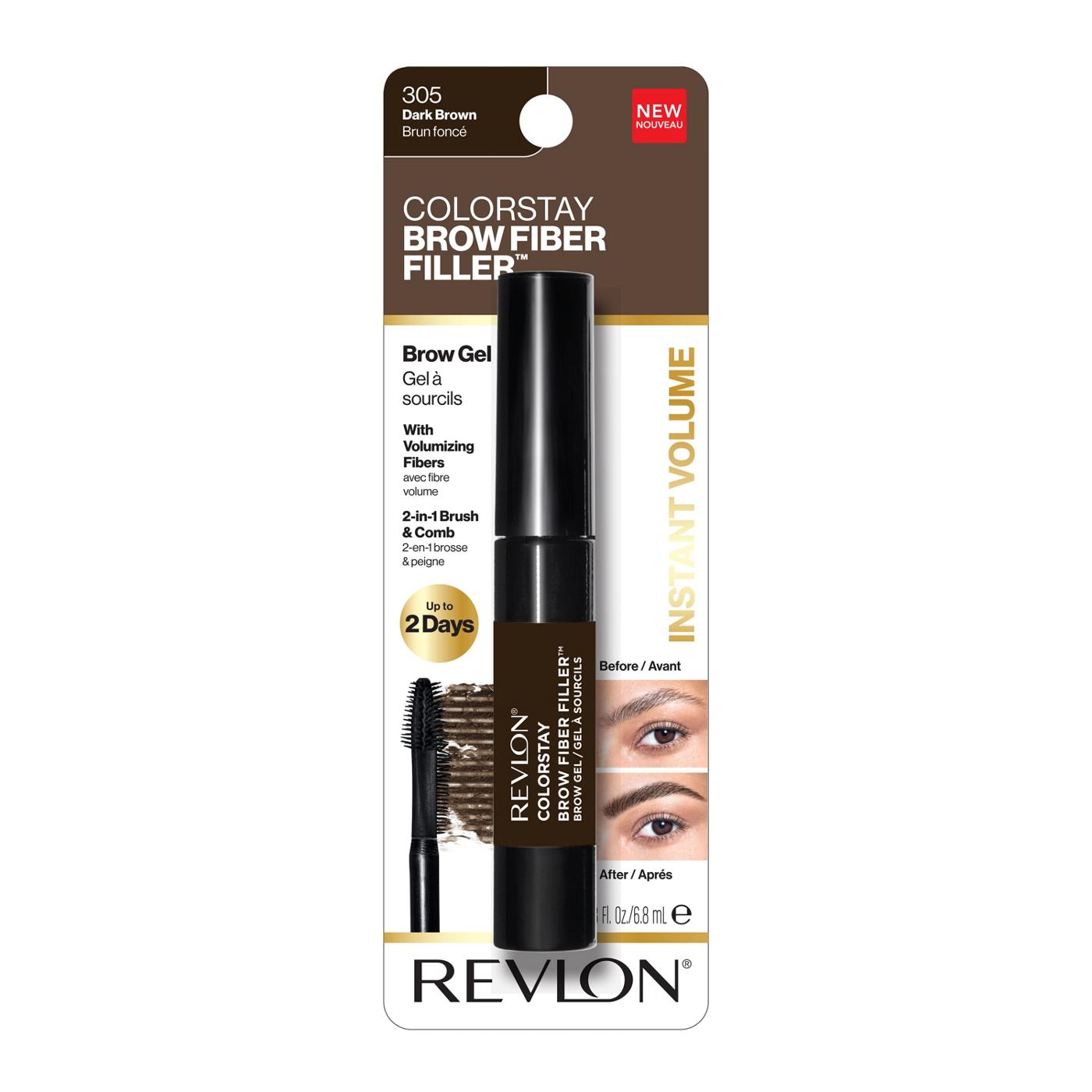 Revlon ColorStay Brow Fiber Filler Brow Gel, 305 Dark Brown; image 1 of 7