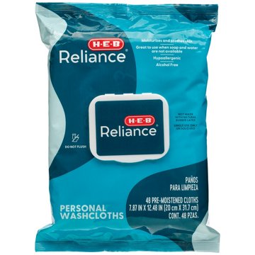 H-E-B Reliance Personal Washcloths, 48 ct
