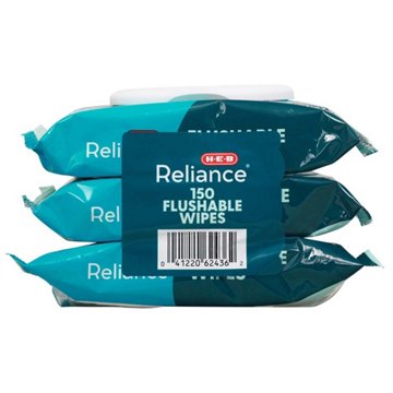 H-E-B Reliance Flushable Wipes, 3 pk, 150 ct