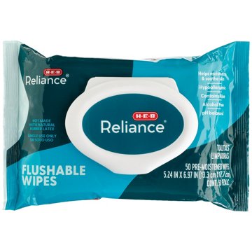 H-E-B Reliance Flushable Wipes, 50 ct