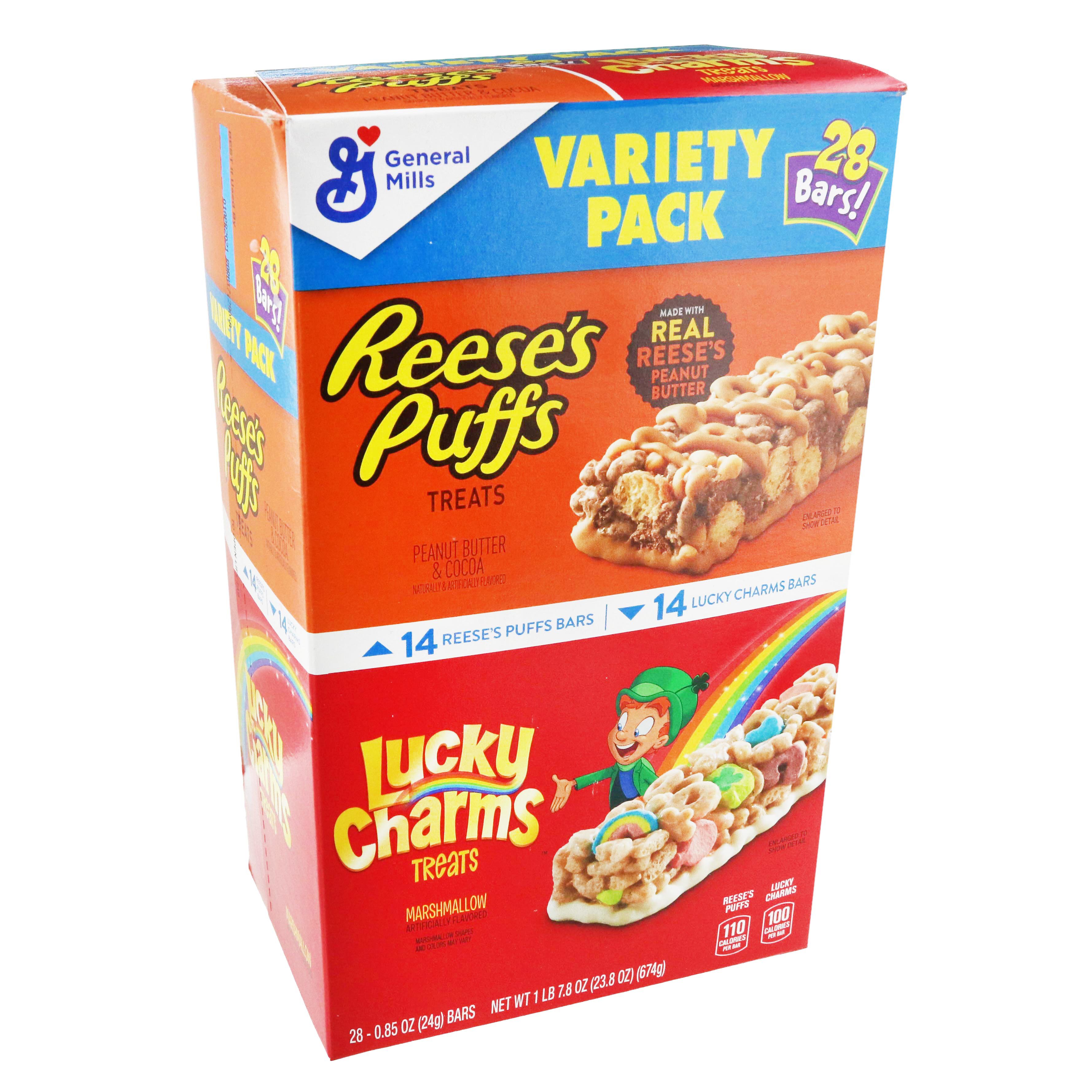 General Mills Reese's Puffs & Lucky Charms Cereal Bars Variety Pack