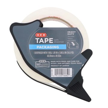 H-E-B Heavy Duty Packaging Tape with Dispenser, 54.6 yd