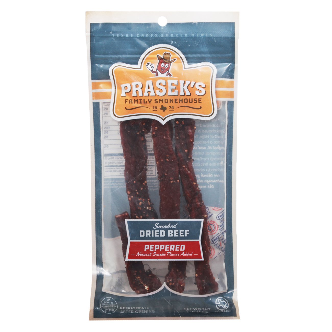 Prasek's Peppered Smoked Dried Beef, 3 oz