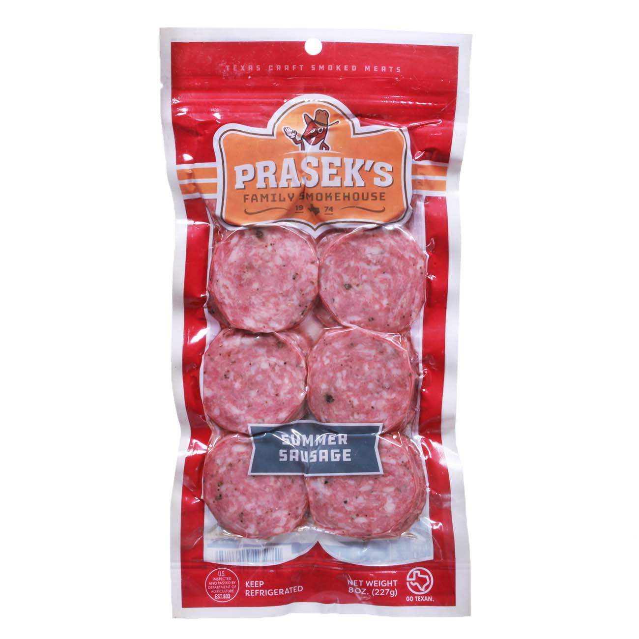 Prasek's Pork & Beef Summer Sausage, Sliced, 8 oz