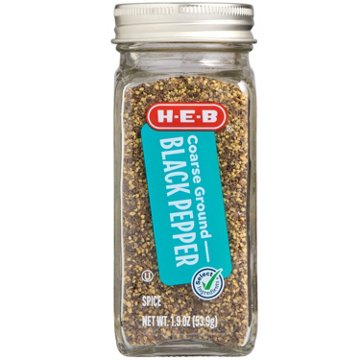 H-E-B Coarse Ground Black Pepper Spice, 1.9 oz
