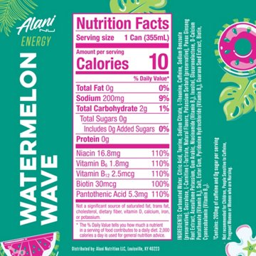 Alani Nu Zero Sugar Energy Drink - Watermelon Wave, 12 oz