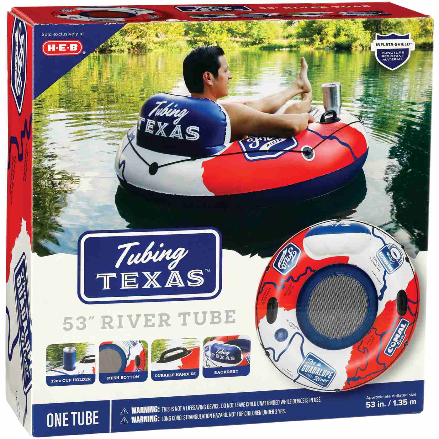 H-E-B Tubing Texas Inflatable River Tube - Red; image 1 of 2