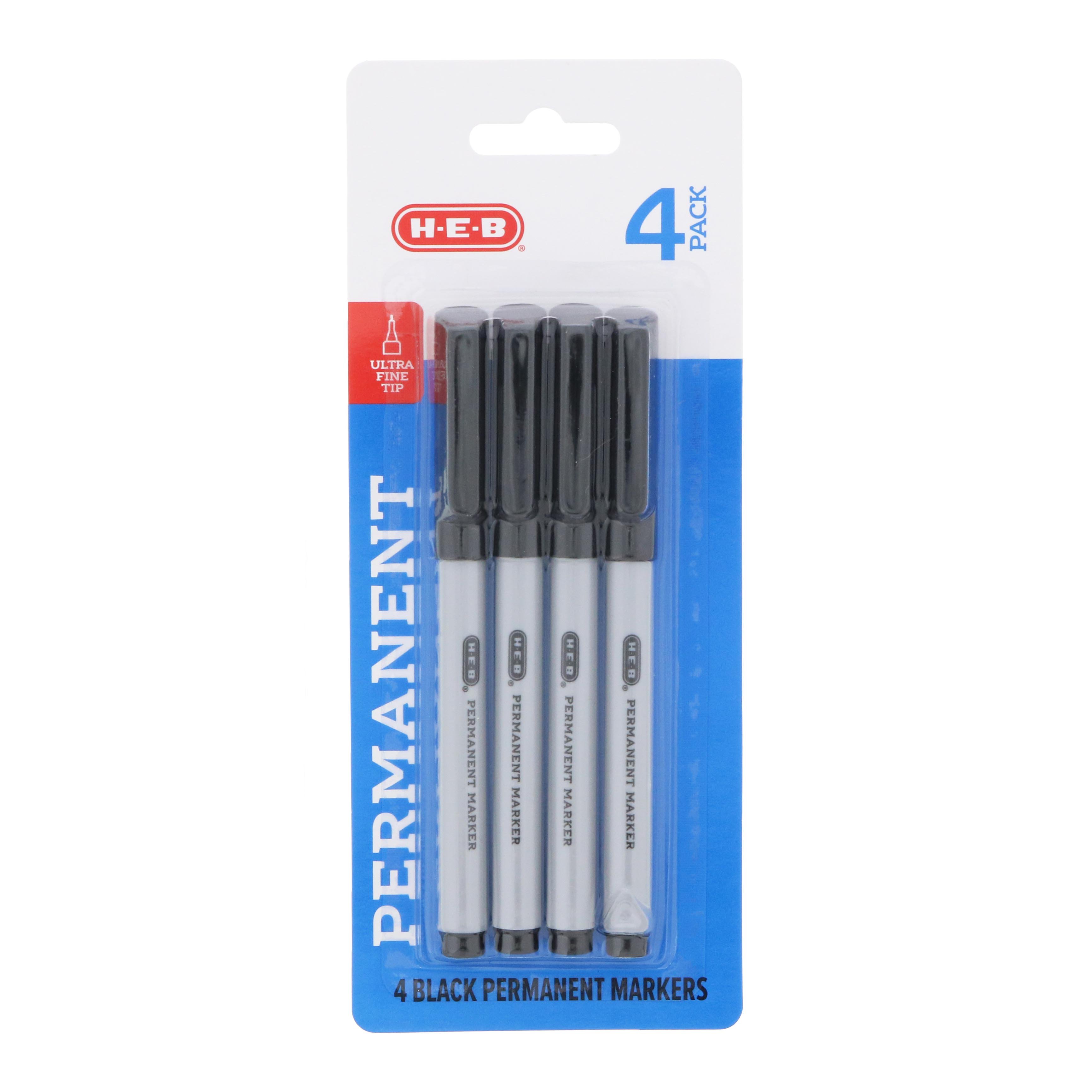 HEB Ultra Fine Tip Permanent Markers Black Ink Shop Pens at HEB
