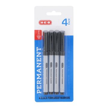 H-E-B Ultra Fine Tip Permanent Markers - Black Ink, 4 pk