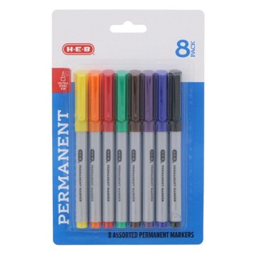 H-E-B Ultra Fine Tip Permanent Markers - Assorted Ink, 8 pk