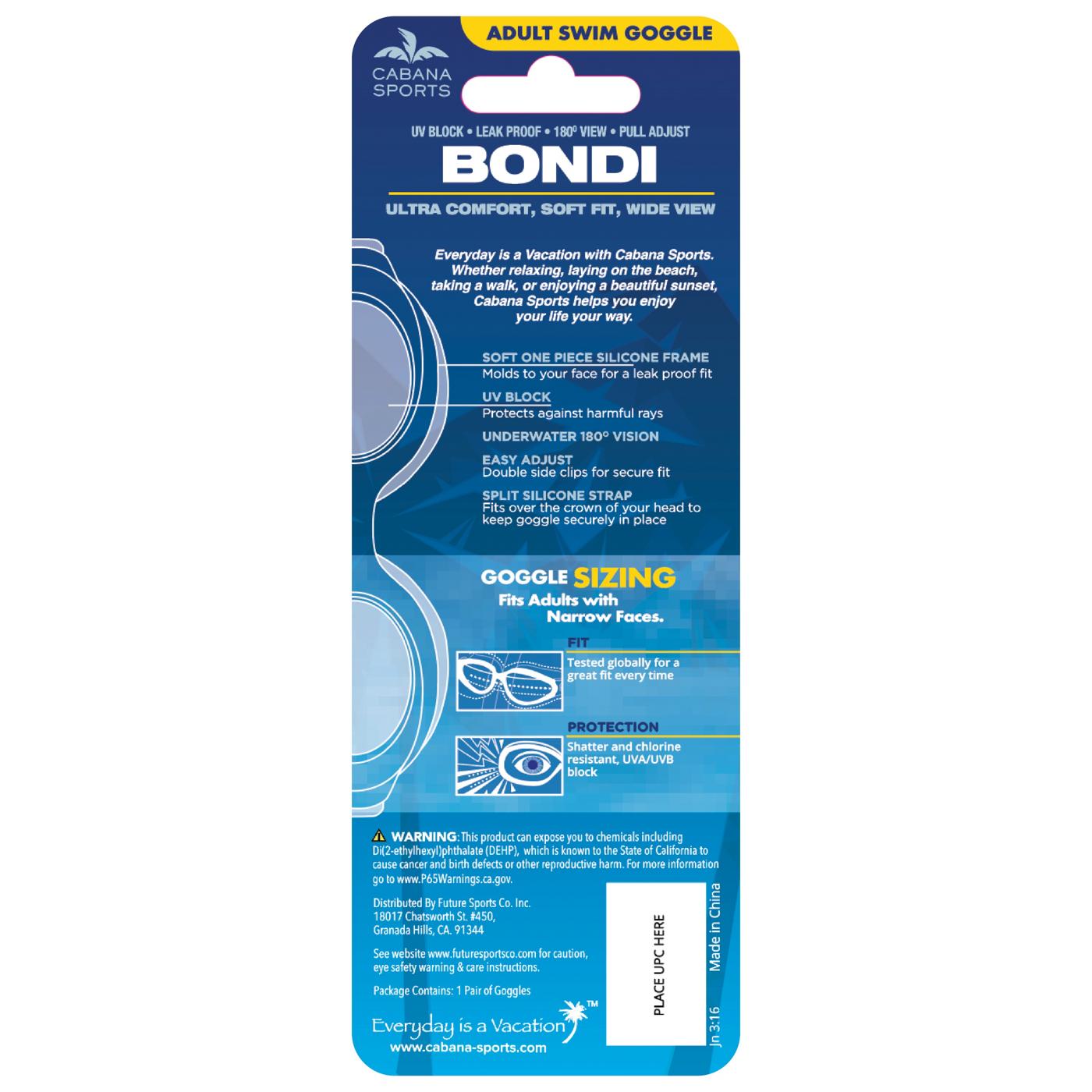 Cabana Sports Bondi Swim Goggles Assorted Colors Shop Goggles