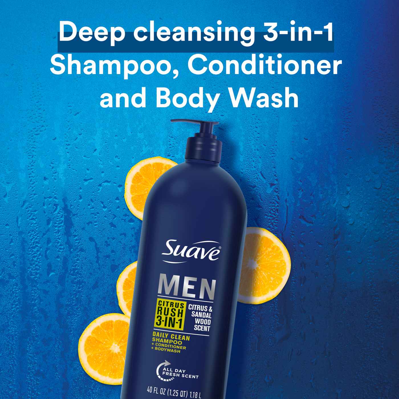 Suave Men 3-in-1 Shampoo + Conditioner + Body Wash - Citrus Rush; image 2 of 5
