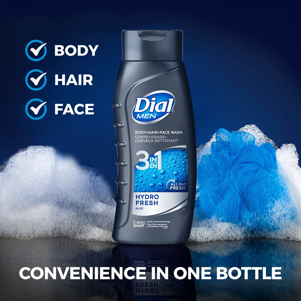 Dial Men 3in1 Body, Hair and Face Wash Hydro Fresh