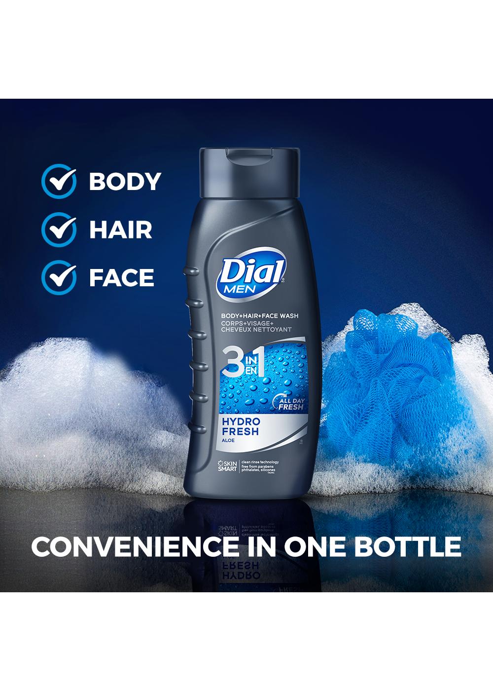 Dial Men 3in1 Body, Hair and Face Wash, Hydro Fresh, 32 fl oz