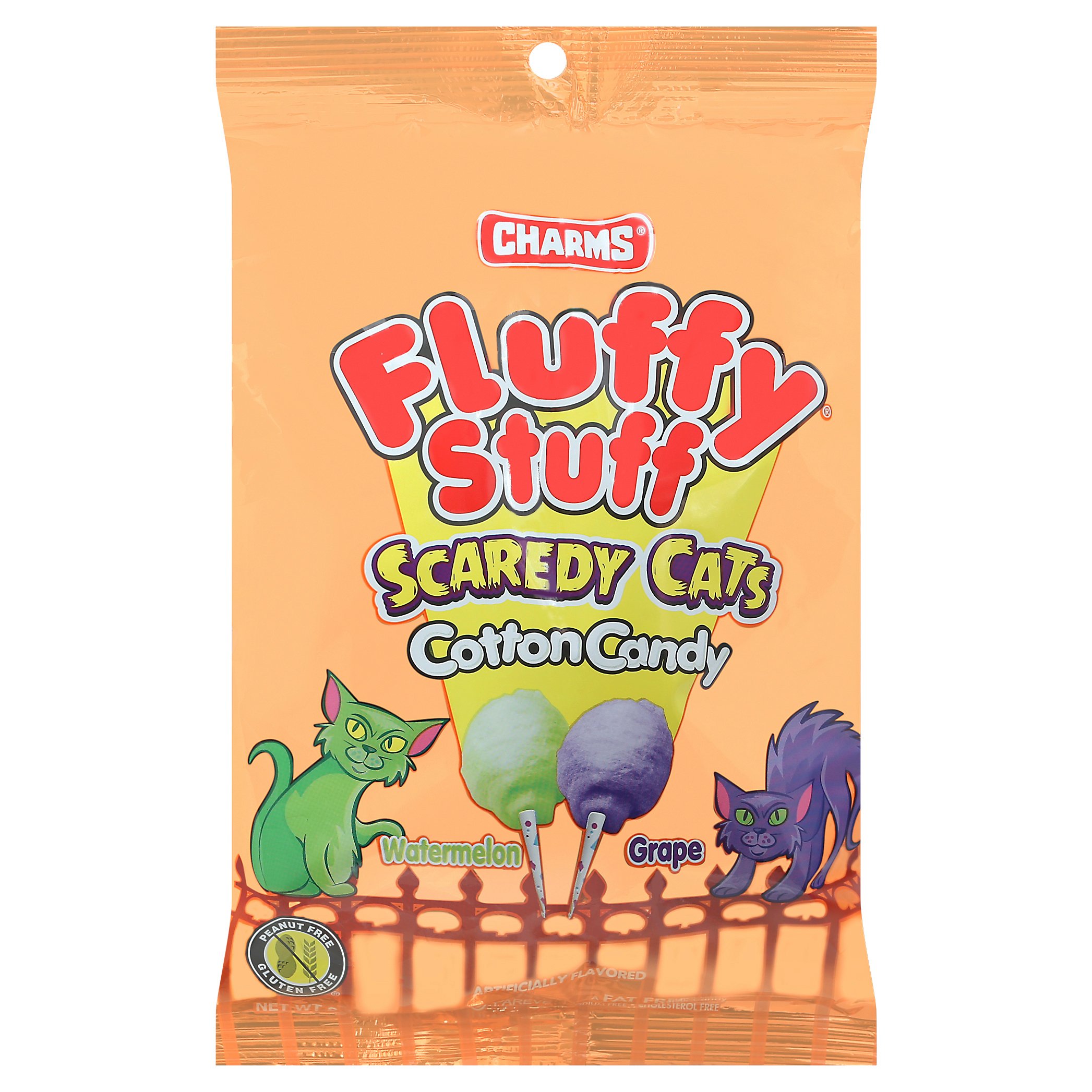 Charms Fluffy Stuff Scaredy Cats Watermelon/Grape Cotton Candy