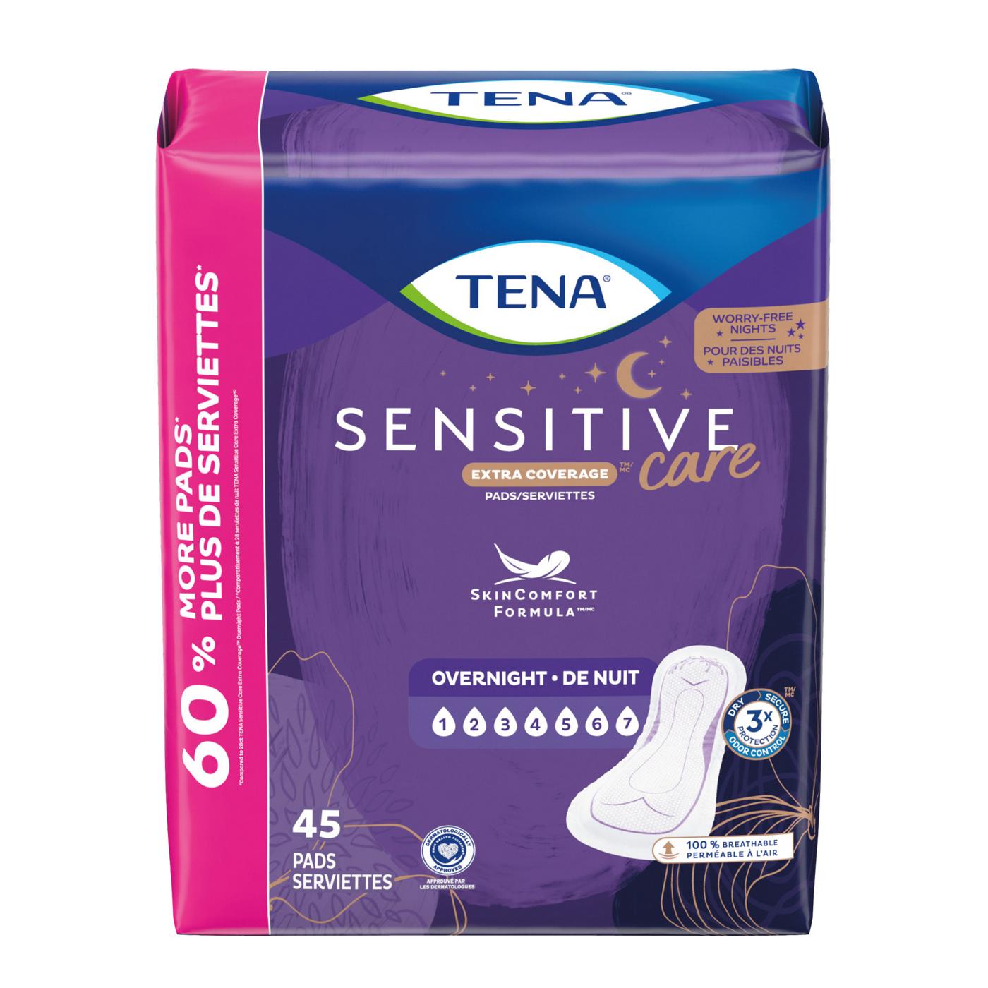Tena Sensitive Care Extra Coverage Overnight Incontinence Pads; image 1 of 9