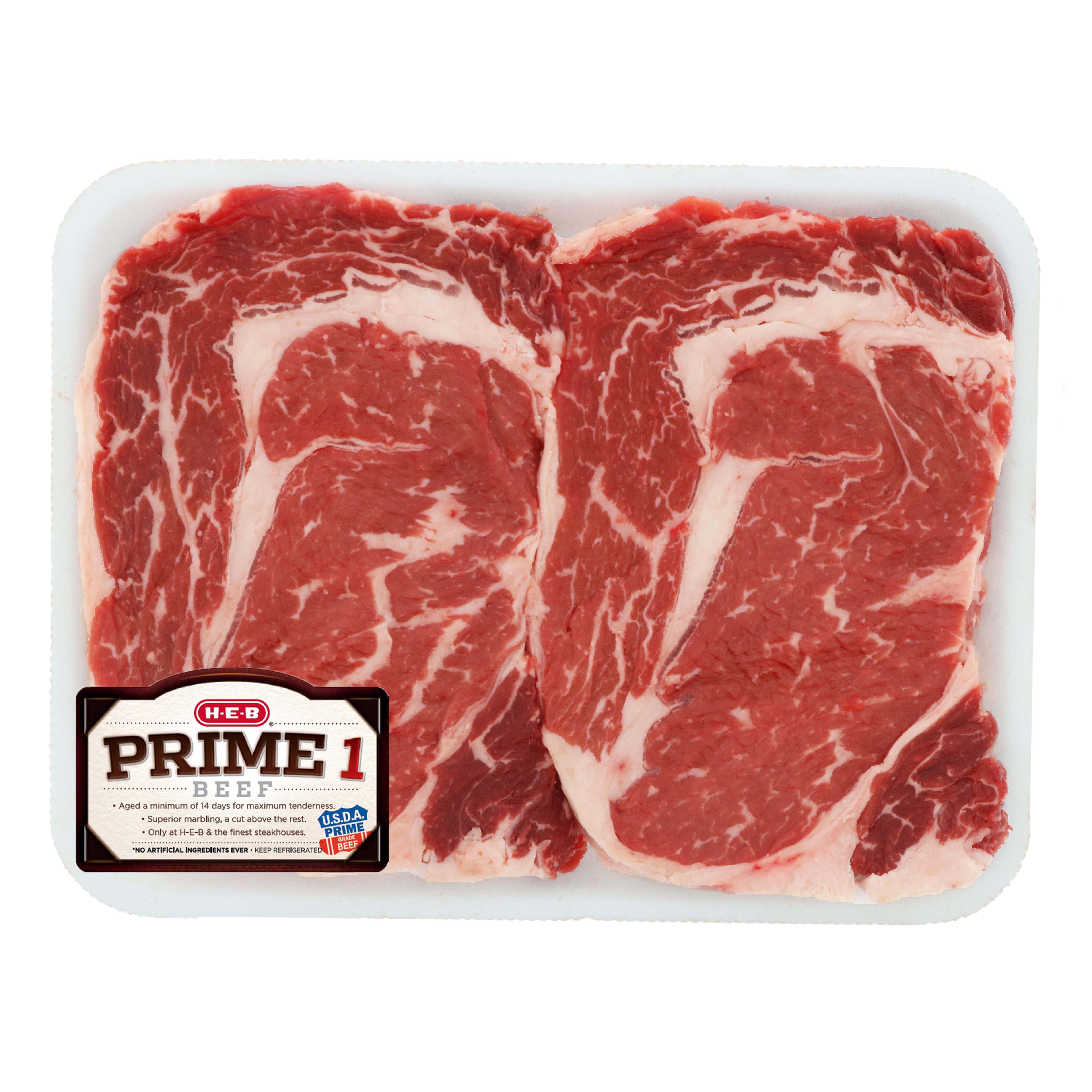 HEB Prime 1 Beef Boneless Ribeye, Thick Cut Twin Pack Shop Beef