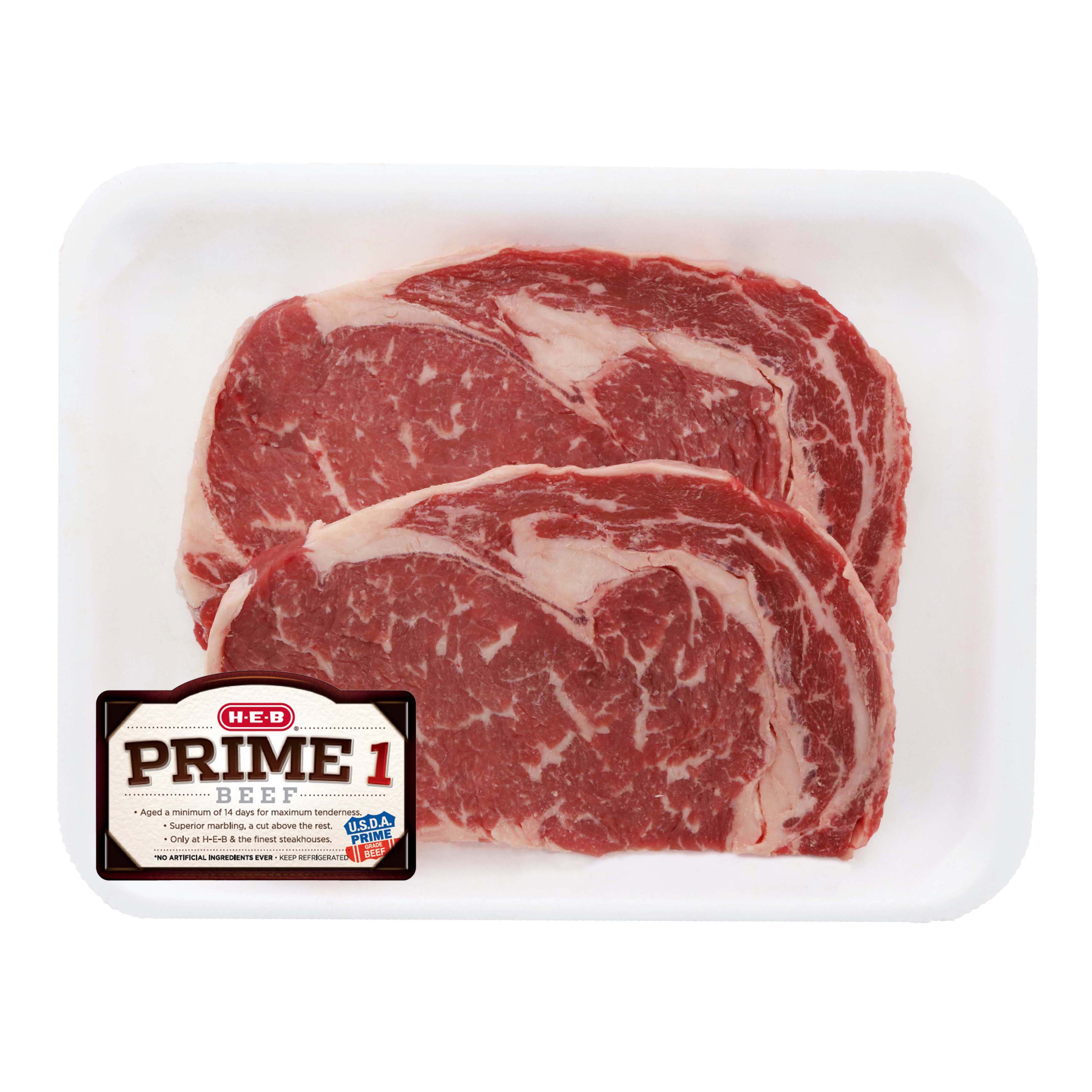 HEB Prime 1 Beef Boneless Ribeye Steaks, Thin Cut Shop Beef at HEB