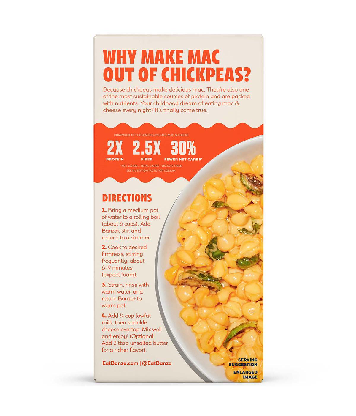 Banza 16g Protein Chickpea Pasta Cheddar Mac & Cheese Shells; image 2 of 3