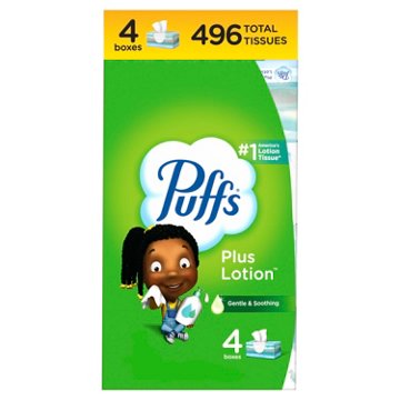 Puffs Plus Lotion Facial Tissues 4 pk, 496 ct