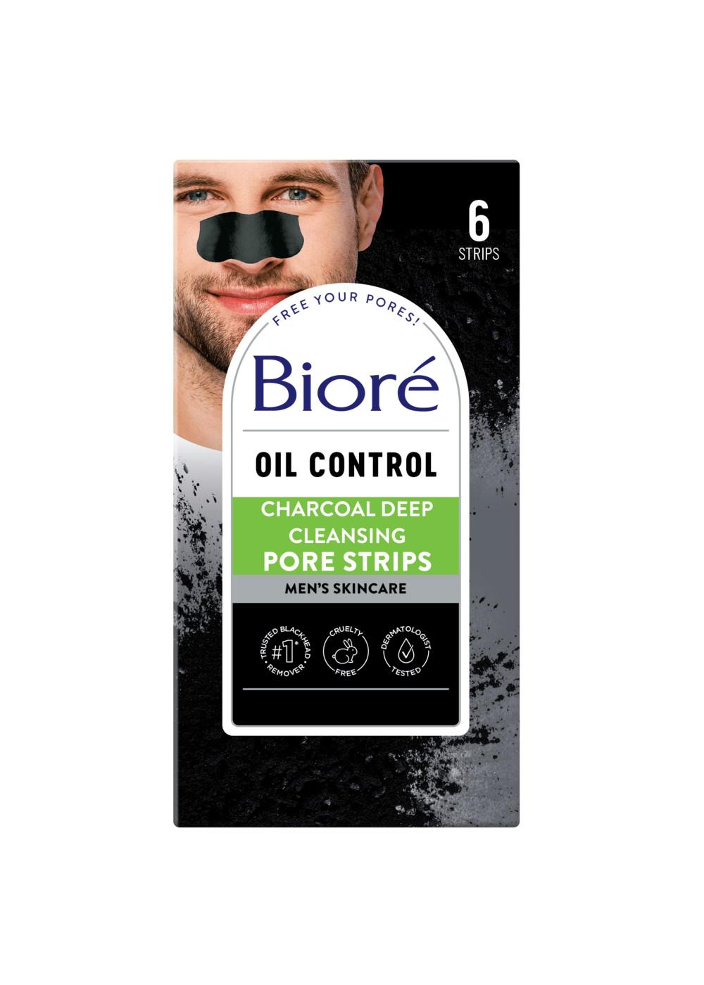 Bioré Men's Oil Control Charcoal Deep Cleansing Pore Strips; image 1 of 10