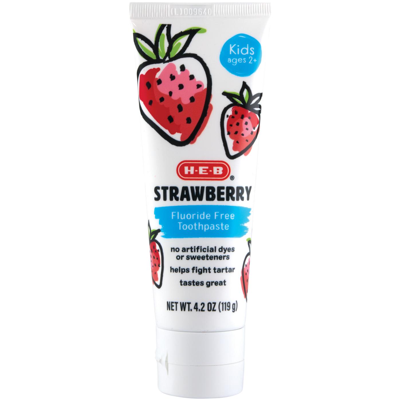 H-E-B Kids Fluoride Free Toothpaste - Strawberry; image 1 of 2