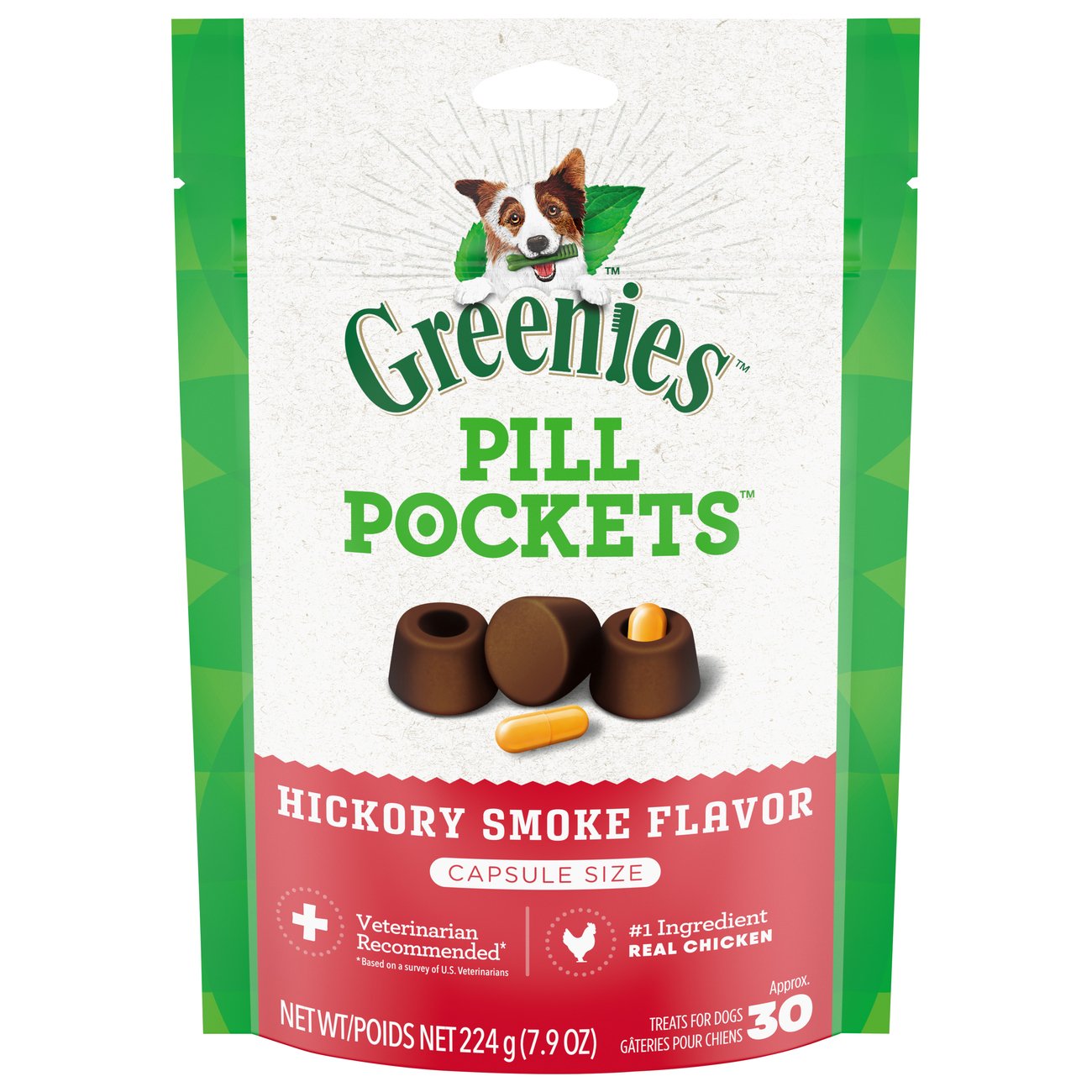 GREENIES PILL POCKETS for Dogs Capsule Size Hickory Smoke Flavor