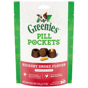 Greenies Pill Pockets for Dogs Capsule Size - Hickory Smoke Flavor, 30 ct