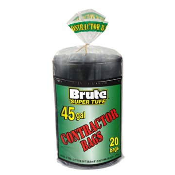 Brute Super Tuff Contracter Trash Bags, 45 Gallon, 20ct