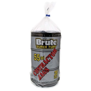 Brute Super Tuff Contractor Trash Bags, 55 Gallon, 20ct
