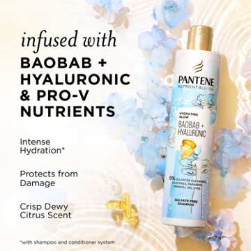 Pantene Nutrient Blends Hydrating Glow Baobab + Hyaluronic Sulfate Free Shampoo