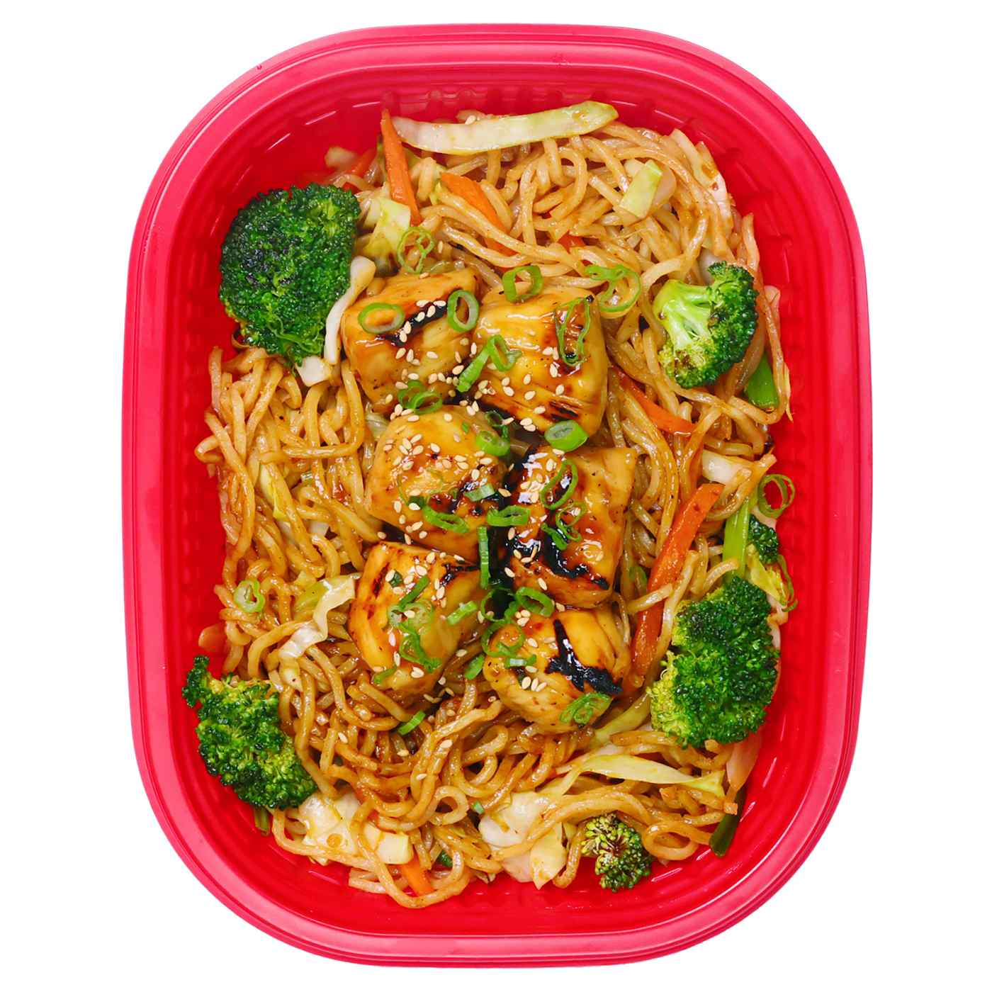 HEB Yumai Yakisoba Noodle Bowl with Chicken Skewers (Hot & Ready to