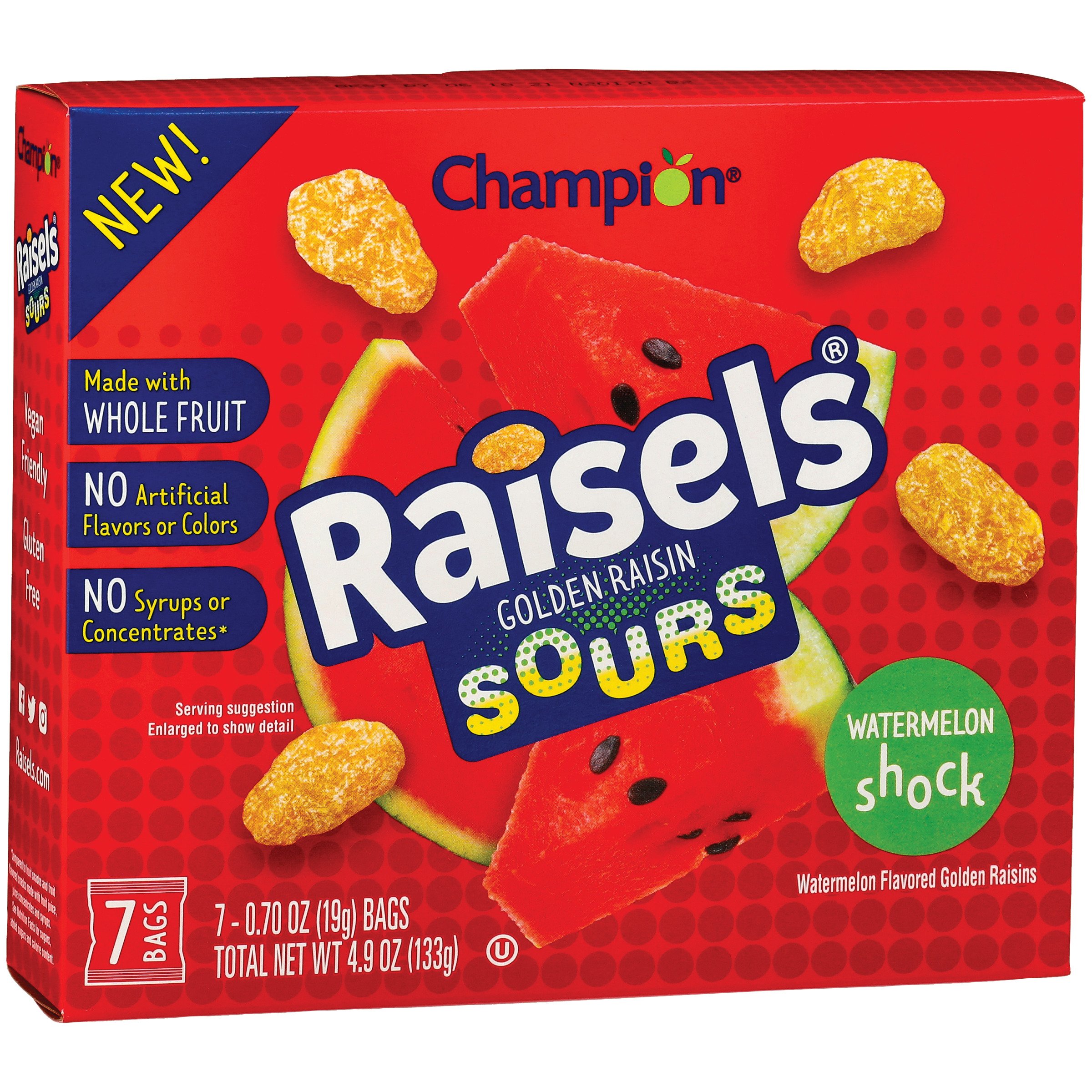 Champion Raisels Sours Watermelon Shock Golden Raisins Shop Canned Dried Food At H E B
