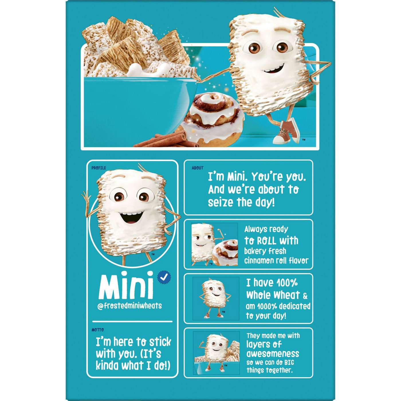 Kellogg's Frosted Mini Wheats Cinnamon Roll Cold Breakfast Cereal; image 3 of 5