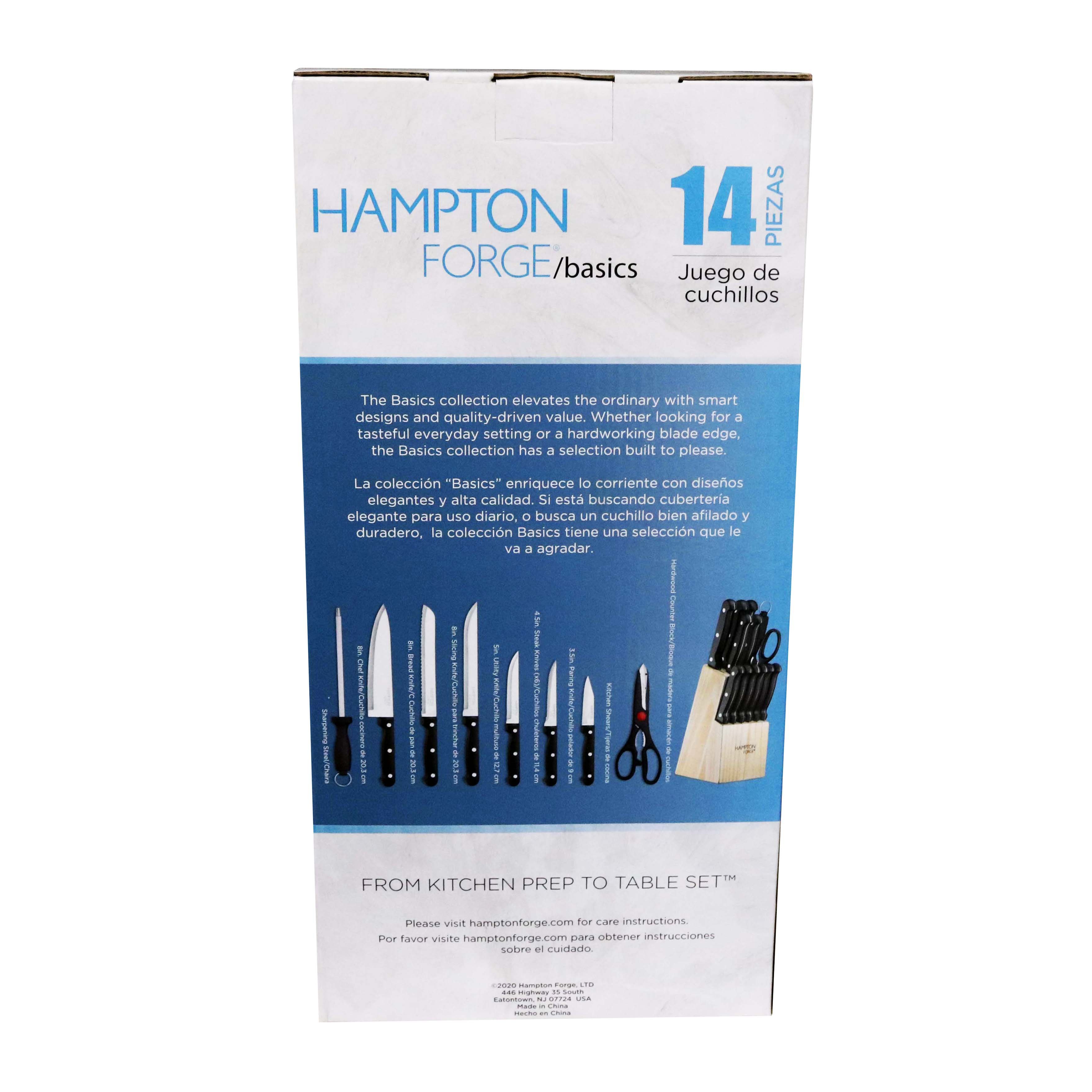 Hampton Forge™ Brighton - 14 Piece Knife Block Set, Full Tang, Triple  Rivets 