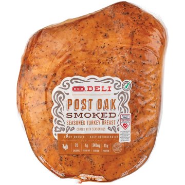 H-E-B Deli Post Oak-Smoked Seasoned Turkey Breast, Custom Sliced