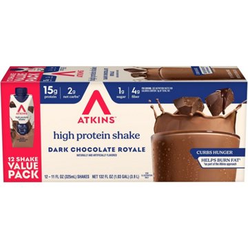 Atkins 15g Protein Shakes 12 pk - Dark Chocolate Royale