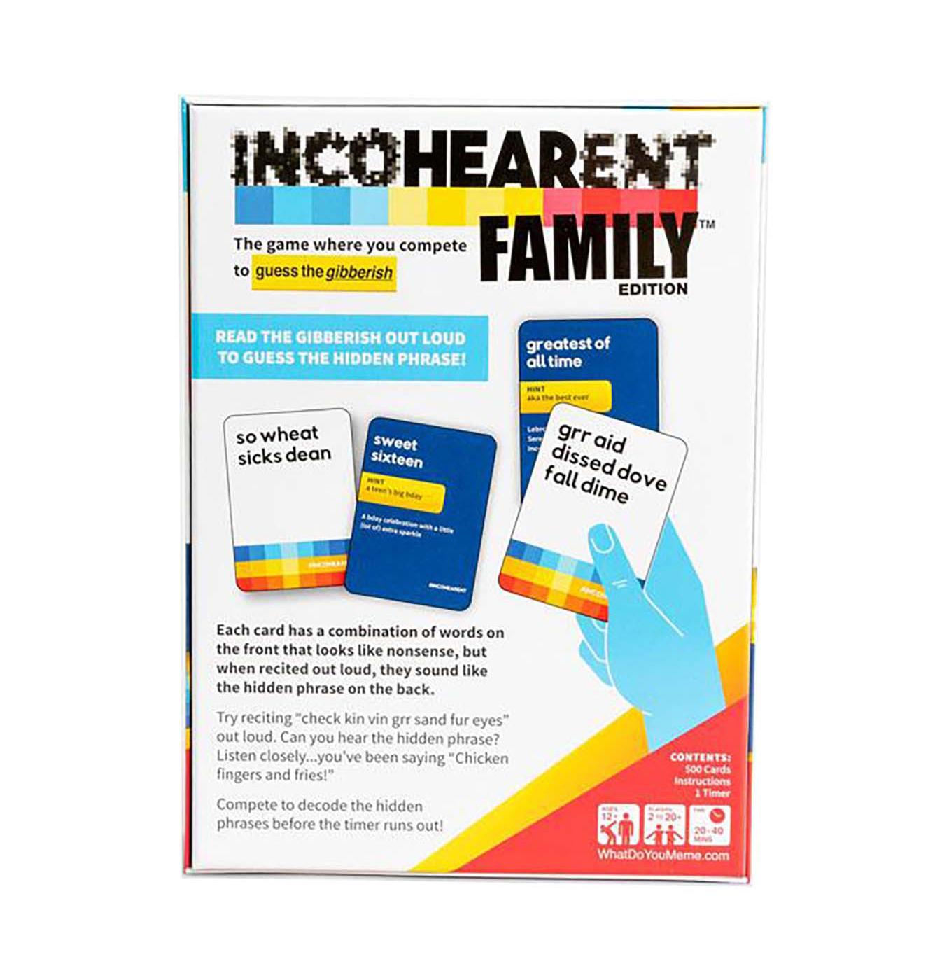  WHAT DO YOU MEME? Incohearent - The Party Game Where You  Compete to Guess The Gibberish - Gifts for Party Hosts - Adult Card Games  for Game Night : Everything Else
