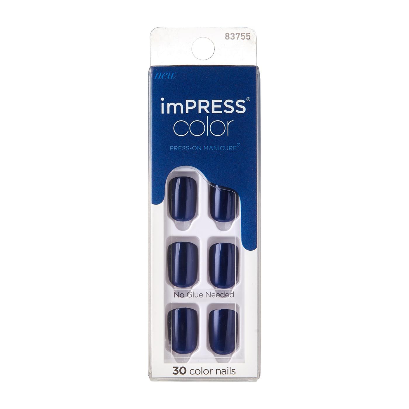 KISS imPRESS Color Press-On Manicure - Color Never Too Navy; image 1 of 3